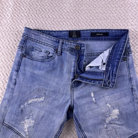 91 Cotton On Crop Slim Leg‎ Jeans Womens 30 Mid Rise Distressed Stretch Denim - Picture 4 of 16